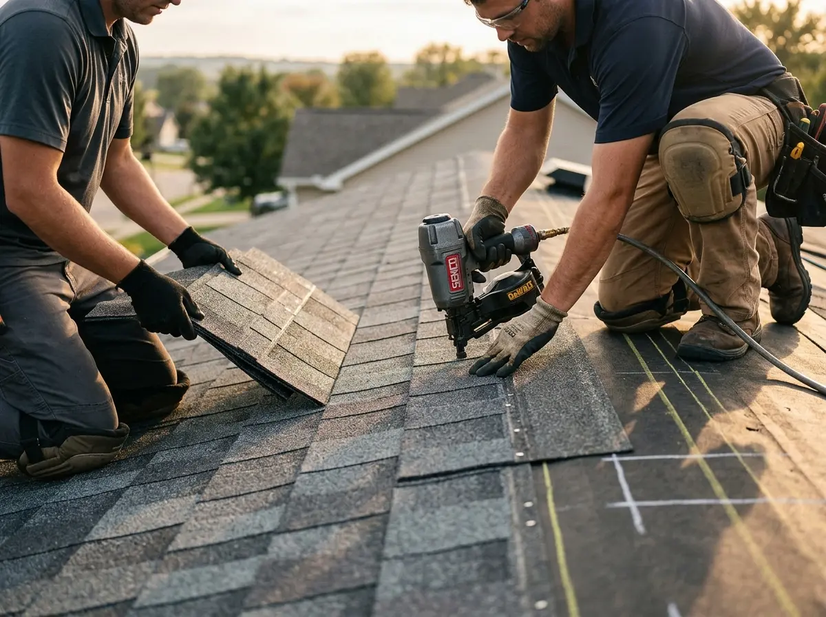 Professional roofer working on a residential roof in Maili